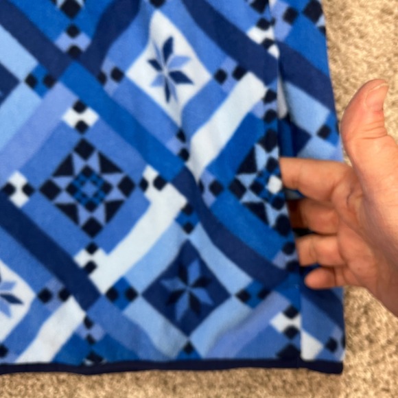 Lands End Heritage Pullover Womens L 14-16 Blue Long Sleeve Fleece Snap Neck NEW - Picture 5 of 12